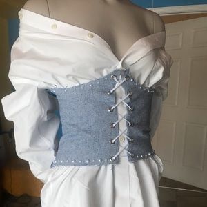 Two toned. Denim lace up corset.